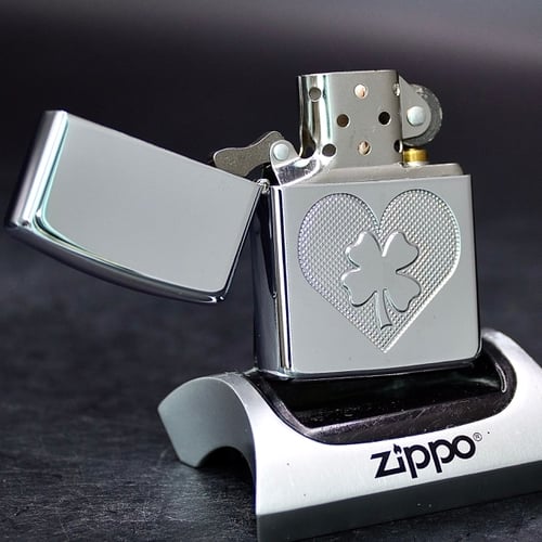 ZIPPO ARMOR XƯA 2005 - HÀNG XƯA 2000s _ CHỦ ĐỀ CỎ 4 LÁ
