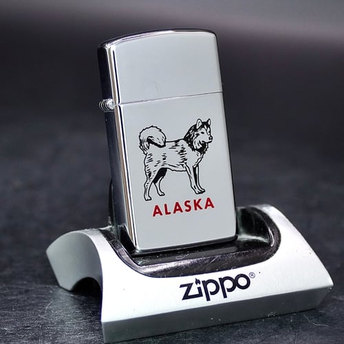ZIPPO SLIM XƯA 1996 - HÀNG XƯA THẬP NIÊN 90s _ CHỦ ĐỀ CHÓ ALASKA