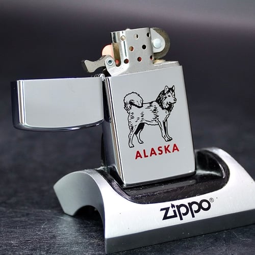 ZIPPO SLIM XƯA 1996 - HÀNG XƯA THẬP NIÊN 90s _ CHỦ ĐỀ CHÓ ALASKA