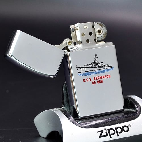 ZIPPO XƯA 1960 - HÀNG XƯA THẬP NIÊN 60s _ CHỦ ĐỀ TÀU CHIẾN BROWNSON DD 868