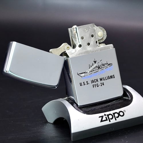 ZIPPO XƯA 1982 - HÀNG XƯA THẬP NIÊN 80s _ CHỦ ĐỀ TÀU CHIẾN JACK WILLIAMS FFG-24