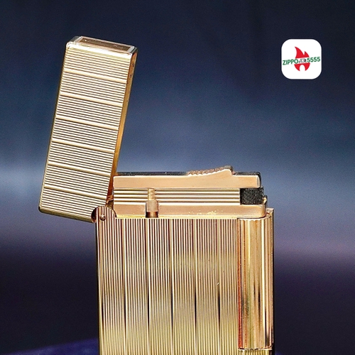 ST DuPont chính hãng 2 ligne vân sọc form cao bọc vàng Gold , thập niên giai đoạn 1970s.