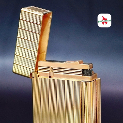 ST DuPont chính hãng 2 ligne vân sọc form cao bọc vàng Gold , thập niên giai đoạn 1970s.