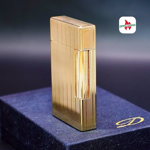 ST DuPont chính hãng 2 ligne vân sọc form cao bọc vàng Gold , thập niên giai đoạn 1970s.