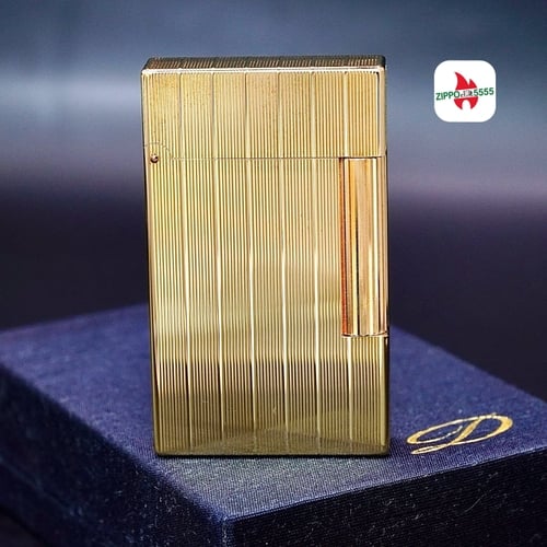 ST DuPont chính hãng 2 ligne vân sọc form cao bọc vàng Gold , thập niên giai đoạn 1970s.