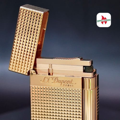 S.T. Dupont Ligne 2 form cao. Toàn thân mạ vàng Hồng Vân kim cương