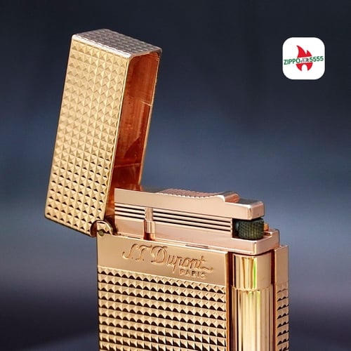 S.T. Dupont Ligne 2 form cao. Toàn thân mạ vàng Hồng Vân kim cương
