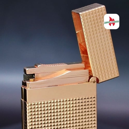 S.T. Dupont Ligne 2 form cao. Toàn thân mạ vàng Hồng Vân kim cương