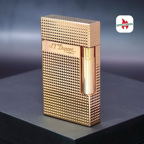S.T. Dupont Ligne 2 form cao. Toàn thân mạ vàng Hồng Vân kim cương