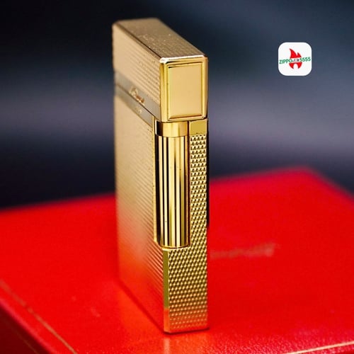 S.T. Dupont Ligne 2 form cao thập niên 1990s Toàn thân mạ vàng họa tiết vân lưới hiếm gặp