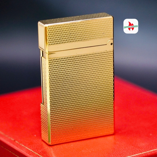 S.T. Dupont Ligne 2 form cao thập niên 1990s Toàn thân mạ vàng họa tiết vân lưới hiếm gặp
