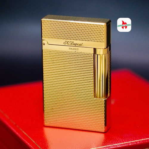 S.T. Dupont Ligne 2 form cao thập niên 1990s Toàn thân mạ vàng họa tiết vân lưới hiếm gặp
