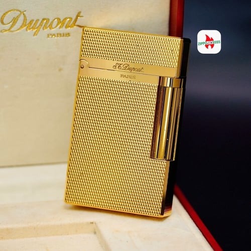 S.T. Dupont Ligne 2 form cao thập niên 1990s Toàn thân mạ vàng họa tiết vân lưới hiếm gặp