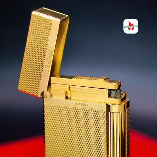 S.T. Dupont Ligne 2 form cao thập niên 1990s Toàn thân mạ vàng họa tiết vân lưới hiếm gặp
