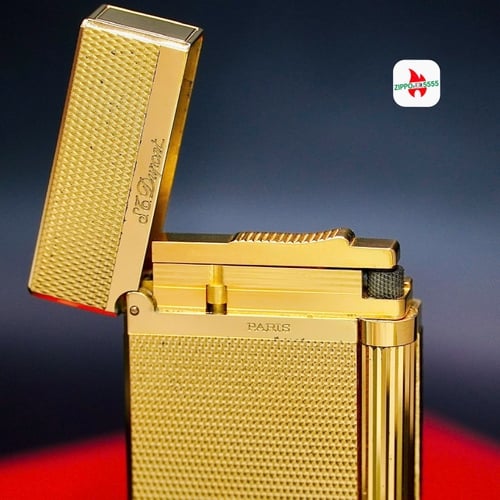 S.T. Dupont Ligne 2 form cao thập niên 1990s Toàn thân mạ vàng họa tiết vân lưới hiếm gặp