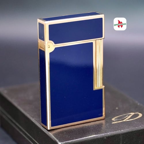 ST DuPont chính hãng 2 ligne dòng form cao Sơn mài Men Xanh Đen sang trọng.