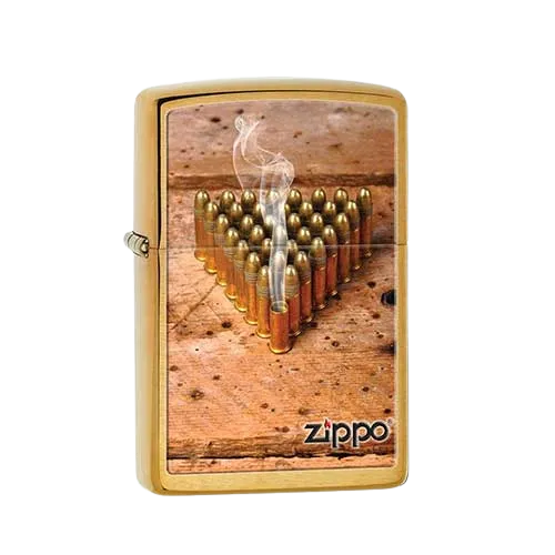 Zippo Classic Brushed Brass Bulletts Windproof Pocket