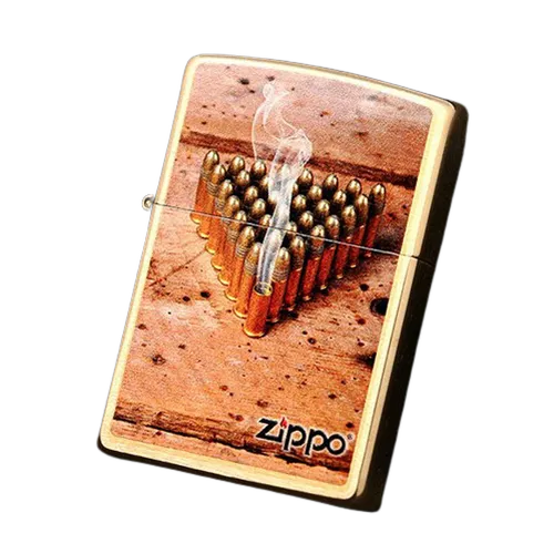 Zippo Classic Brushed Brass Bulletts Windproof Pocket