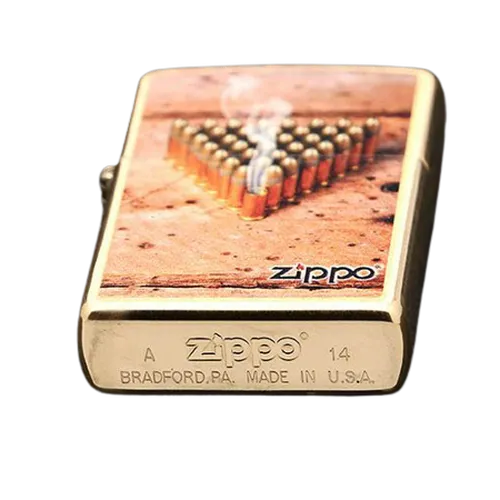Zippo Classic Brushed Brass Bulletts Windproof Pocket