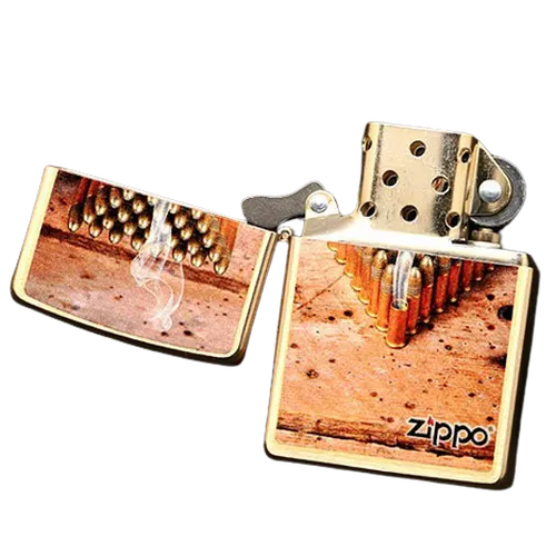 Zippo Classic Brushed Brass Bulletts Windproof Pocket