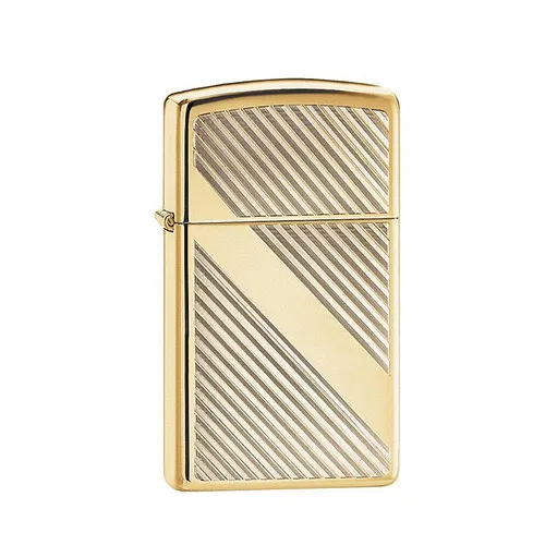Zippo Lines Design Slim Brass