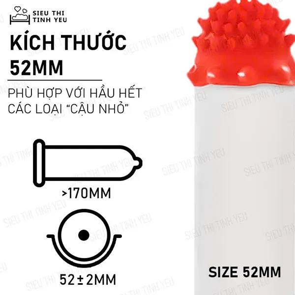 Bao cao su Quảng Nam Beilile Pleasure More Rồng Đỏ đầu gai hạt lớn Hộp 2 cái + Tặng 2 cái khác loại