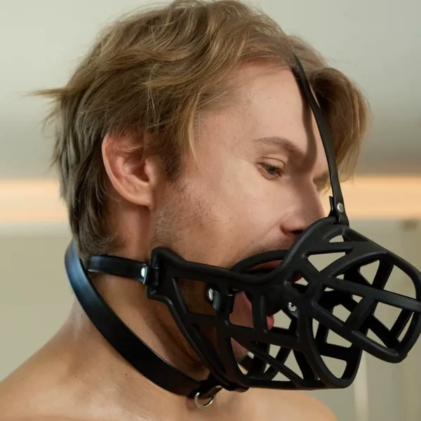Bondage sm da điều chỉnh mõm chó đồ chơi tình dục lưới lỗ bóng mặt nạ miệng đen pu công cụ tình dục bằng da