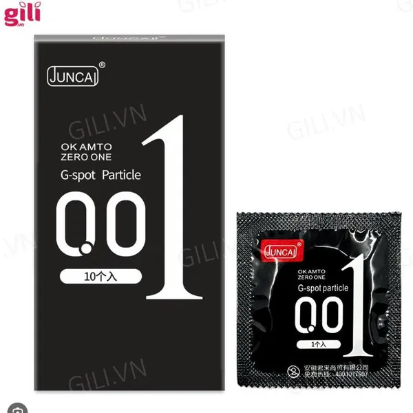 Bao cao su Huế  siêu mỏng Juncai 001 G-Spot Black hộp 10 chiếc chính hãng
