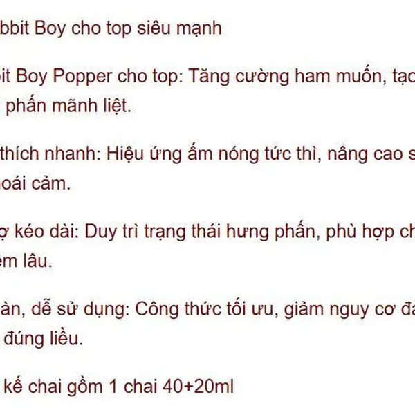 poppers Huế RABBIT BOY CHO TOP SIÊU MẠNH