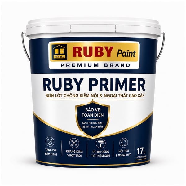 Ruby Primer Sơn Lót Chống Kiềm Nội Ngọai Thất Cao cấp 17L