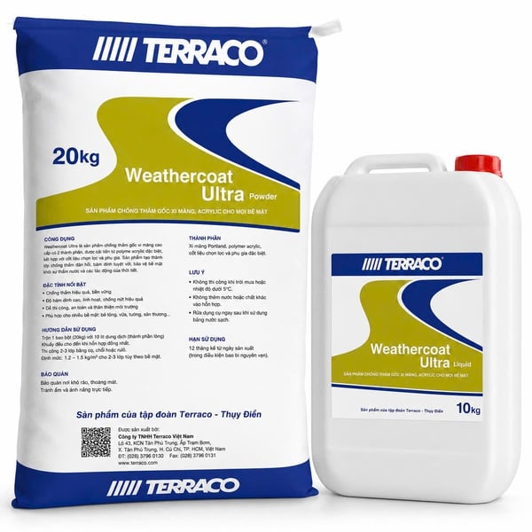 Chống thấm 2 thành phần Terraco Weathercoat Ultra 10kg+20 kg/bộ