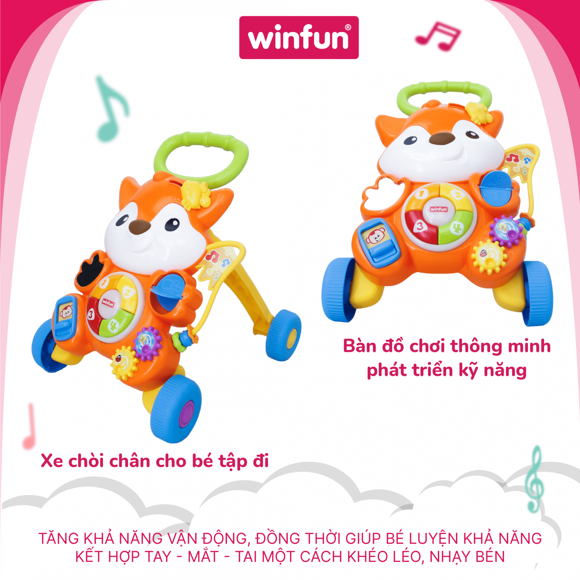 Xe tập đi kèm bàn nhạc Winfun 0878 Xe tập đi kèm bàn nhạc Winfun 0878