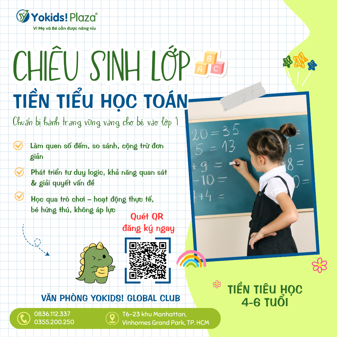 lớp tiền tiểu học toán cho bé 5 tuổi tại Vinhomes Thủ Đức