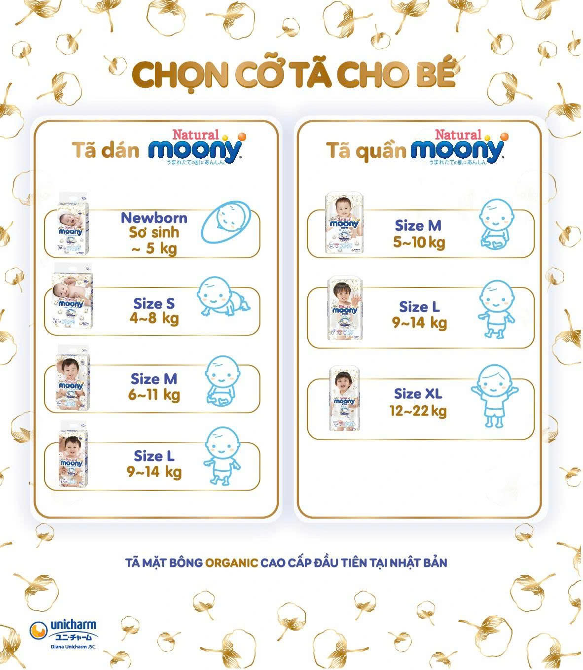 Hướng dẫn chọn tã Moony