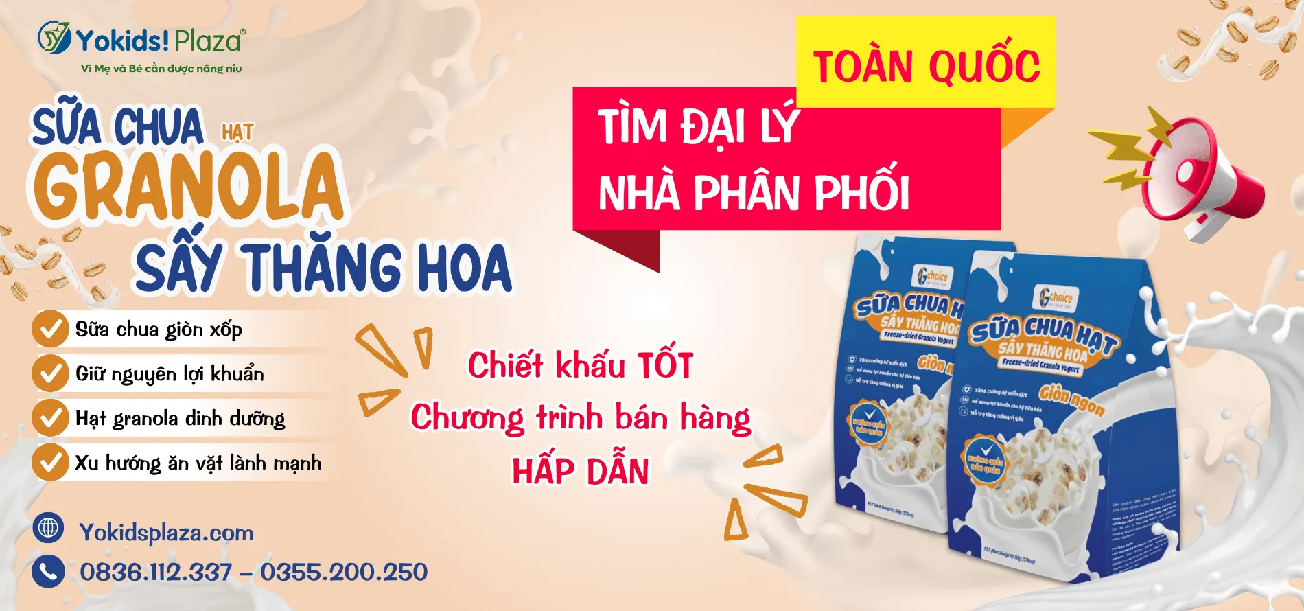 Sỉ sữa chua hạt sấy thăng hoa