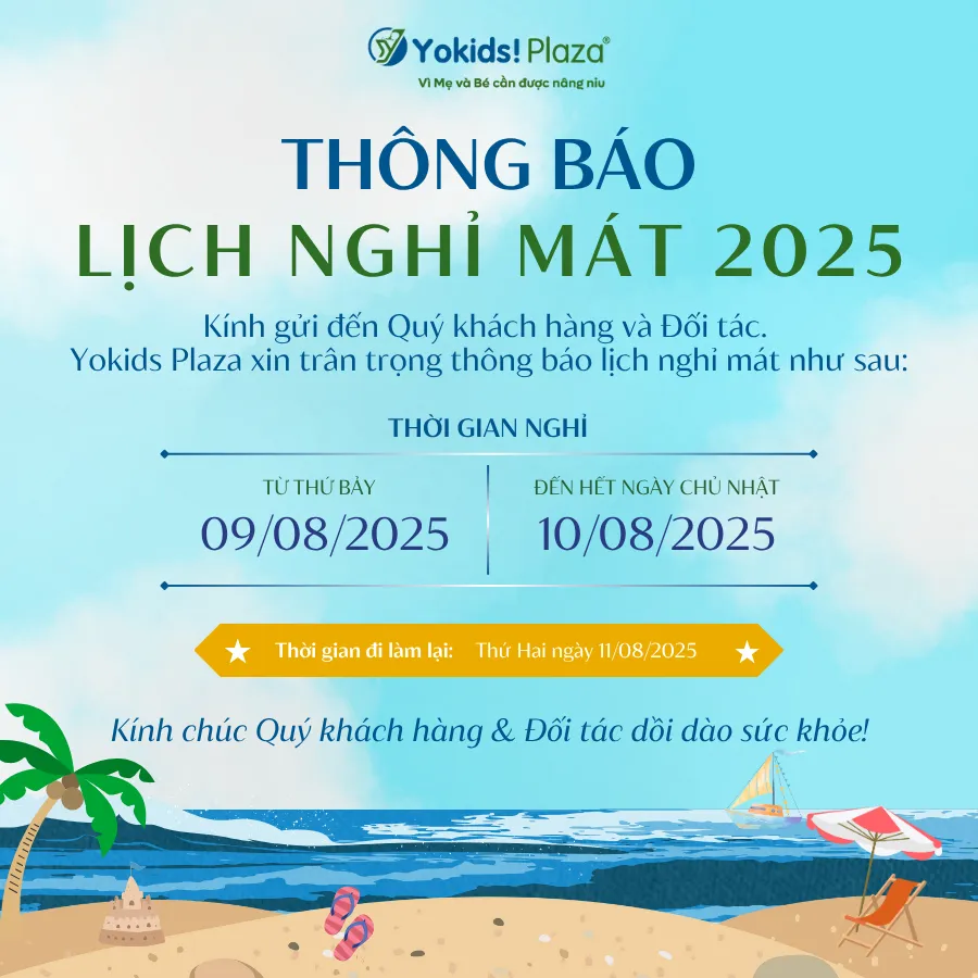 Thông báo nghỉ mát 2025 yokids plaza