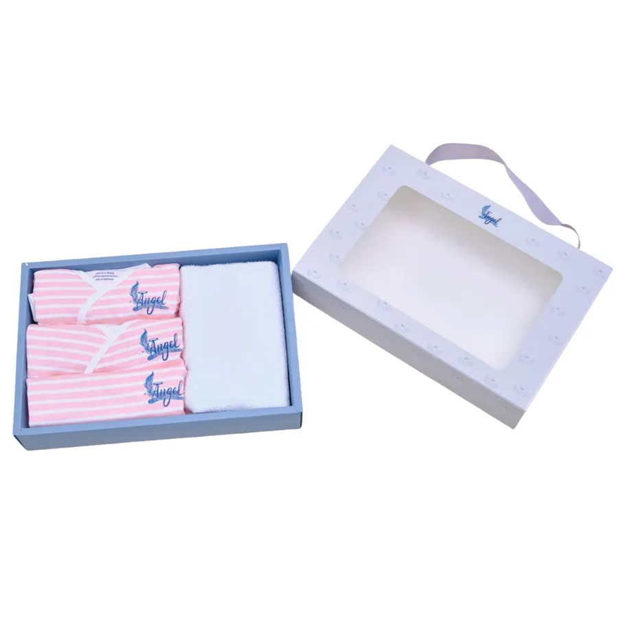 Combo quà tặng mừng đầy tháng angle sọc hồng