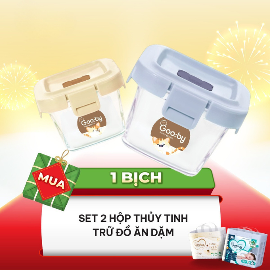 Set 2 hộp thủy tinh trữ đồ ăn dặm