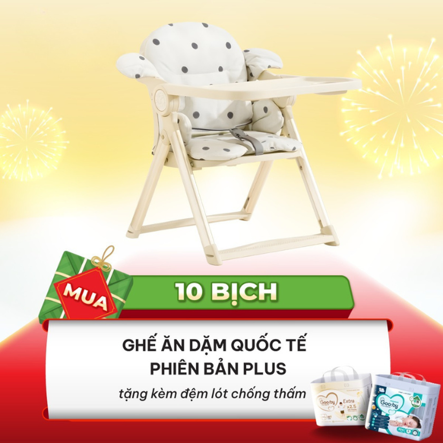 Ghế ăn dặm quốc tế phiên bản Plus (kèm đệm lót chống thấm)