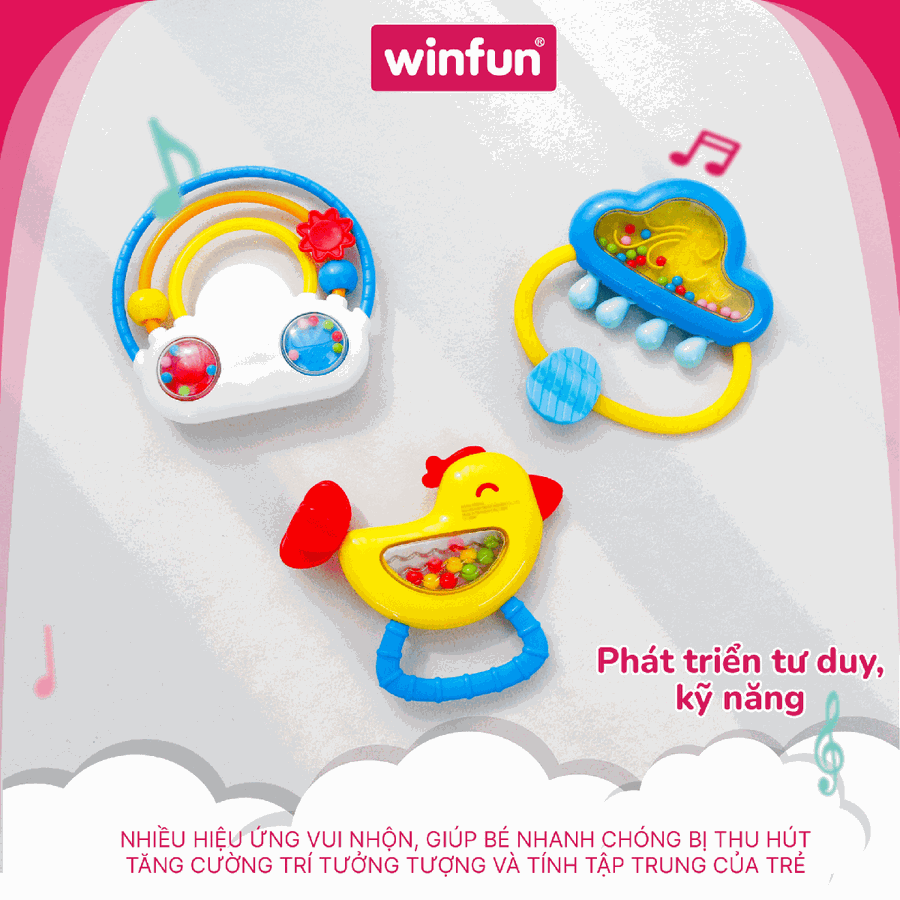 Set 3 đồ chơi xúc xắc gặm nướu Winfun 3030-NL – Cầu vồng, mây mưa đáng yêu, vừa chơi vừa gặm nướu