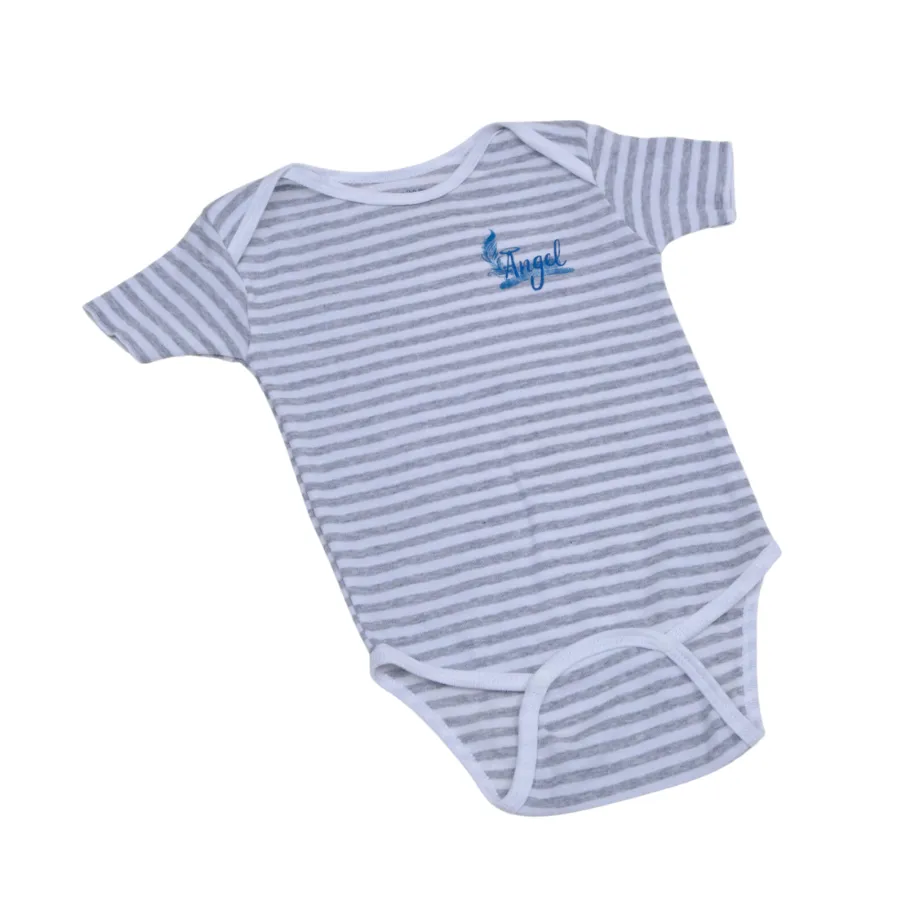 Áo Bodysuit Sọc Xám Cho Trẻ Sơ Sinh