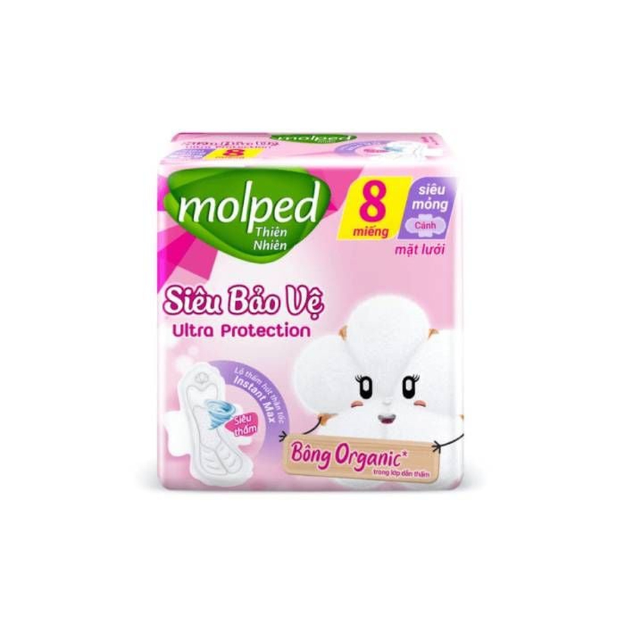Băng vệ sinh Molped tự nhiên siêu bảo vệ siêu thấm mỏng cánh (23 cm x 8 Miếng)