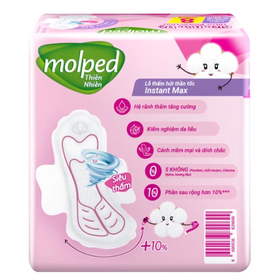 Băng vệ sinh Molped tự nhiên siêu bảo vệ siêu thấm mỏng cánh (23 cm x 8 Miếng)