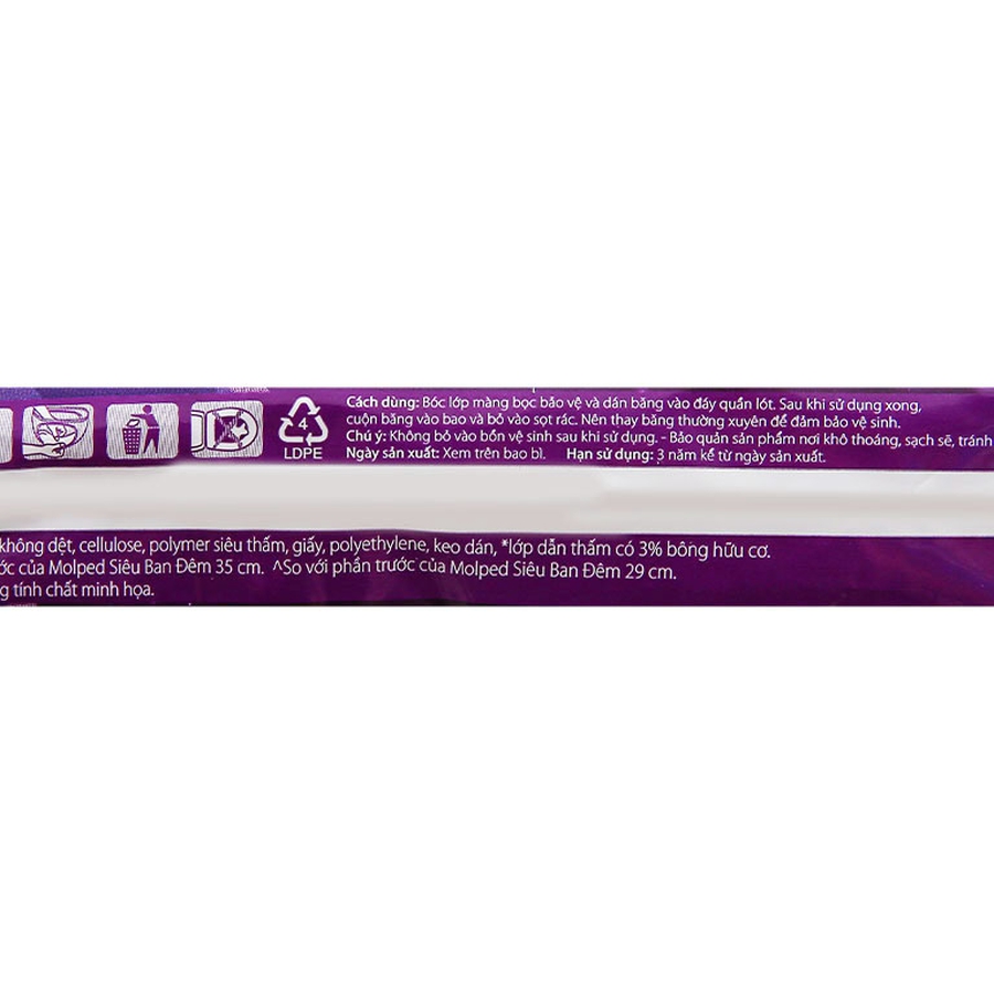 Băng vệ sinh thiên nhiên ban đêm có cánh Molped (35cm x 3 miếng)