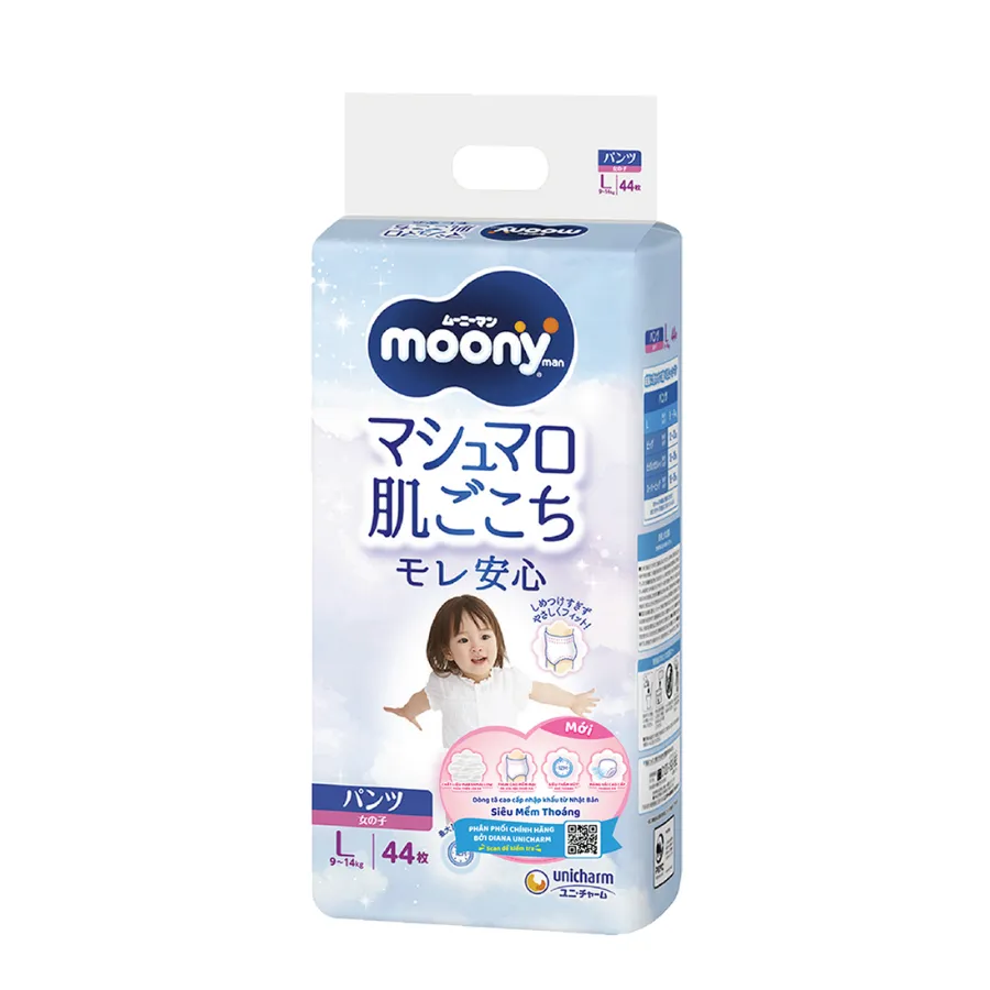 Bỉm tã quần Moony bé gái size L 44 miếng (9-14kg) (giao bao bì ngẫu nhiên)