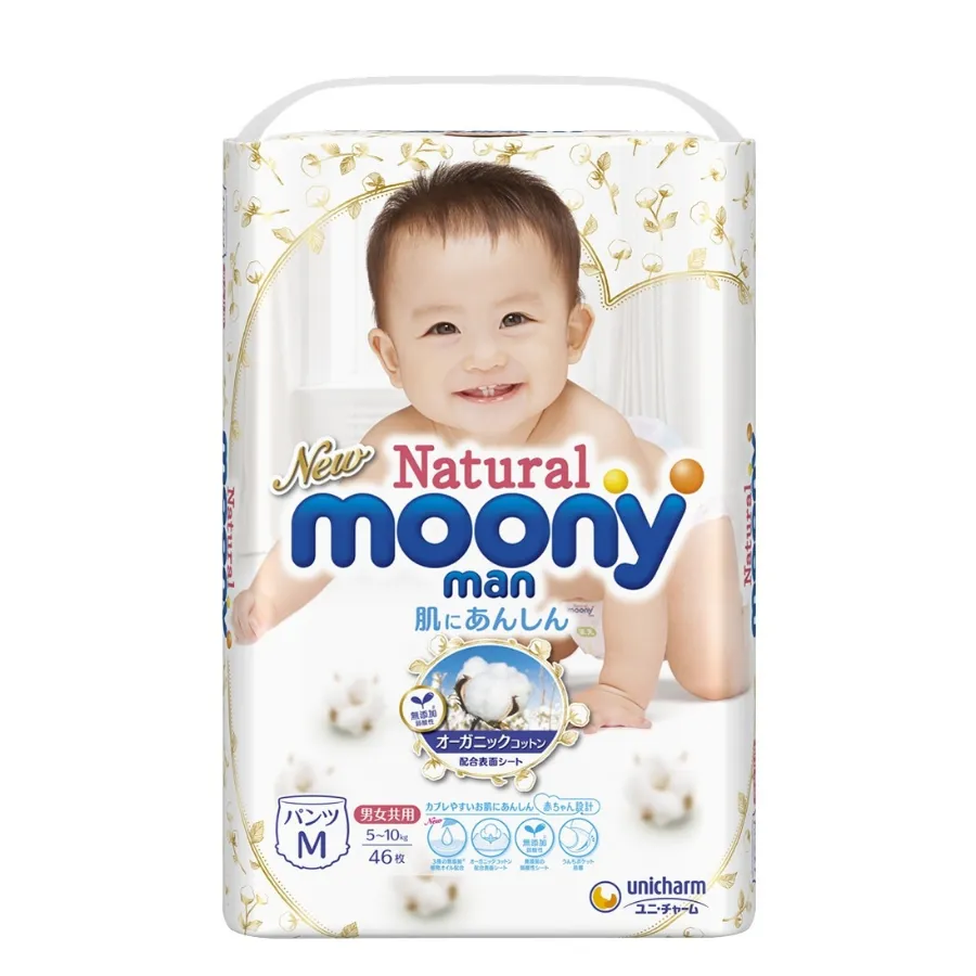 Bỉm tã quần Moony Natural size M 46 miếng (5-10kg) (giao bao bì ngẫu nhiên)