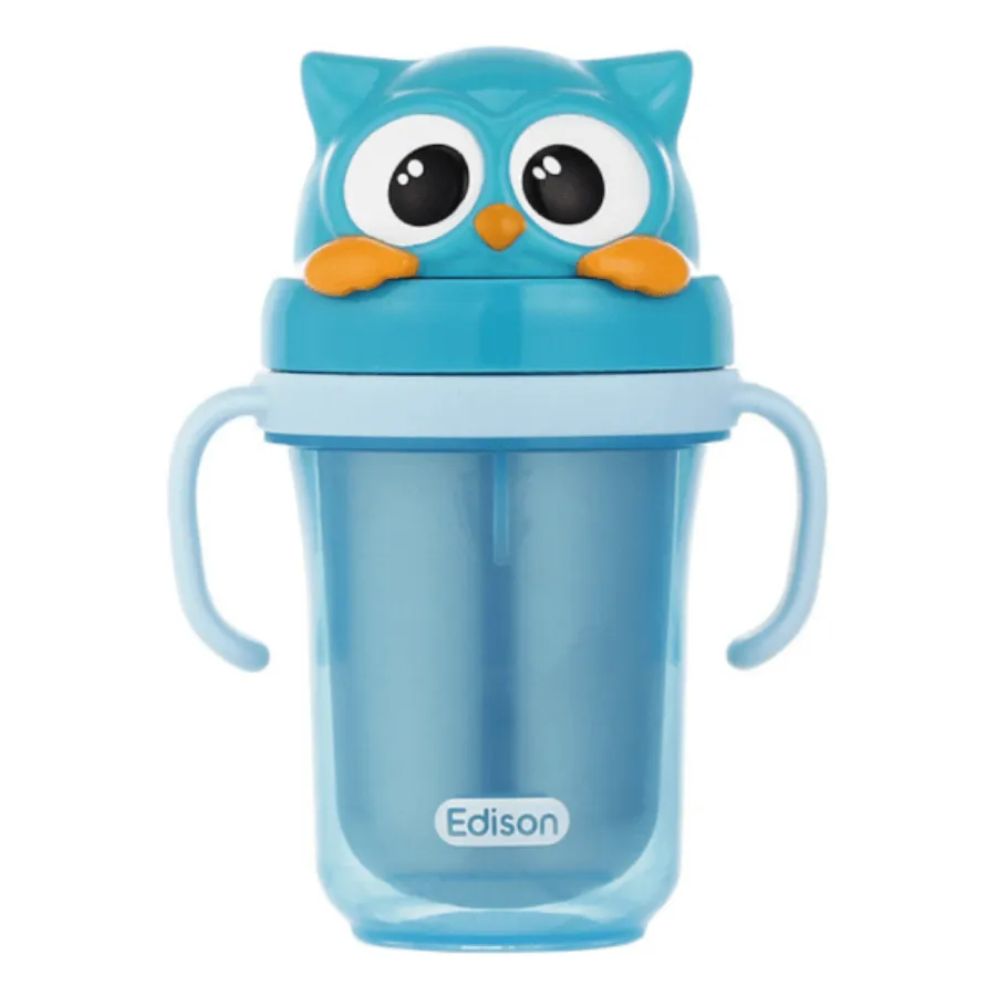 Bình tập uống inox Edison 3D màu xanh