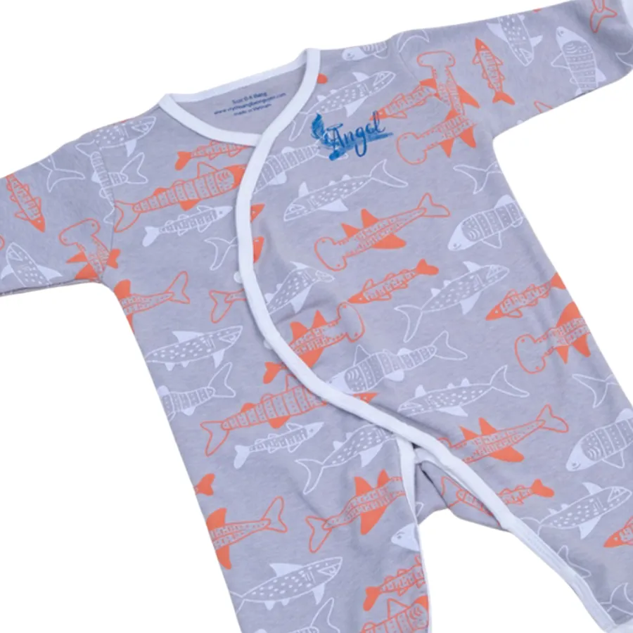 Bộ bodysuit 14 nút con cá dài tay