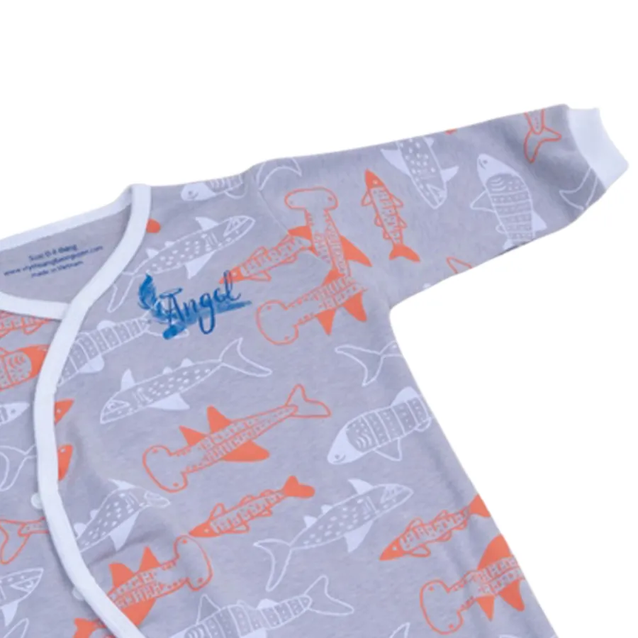 Bộ bodysuit 14 nút con cá dài tay