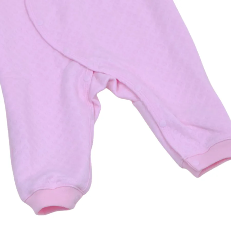 Bộ bodysuit 14 nút dài hồng caro